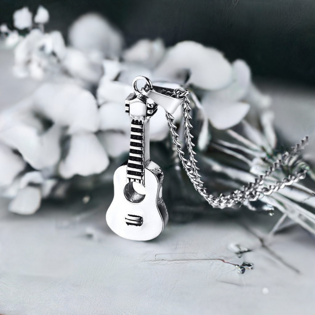 Acoustic Guitar Cremation Pendant Necklace Remain Eternal